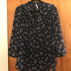 Sheer navy dress shirt